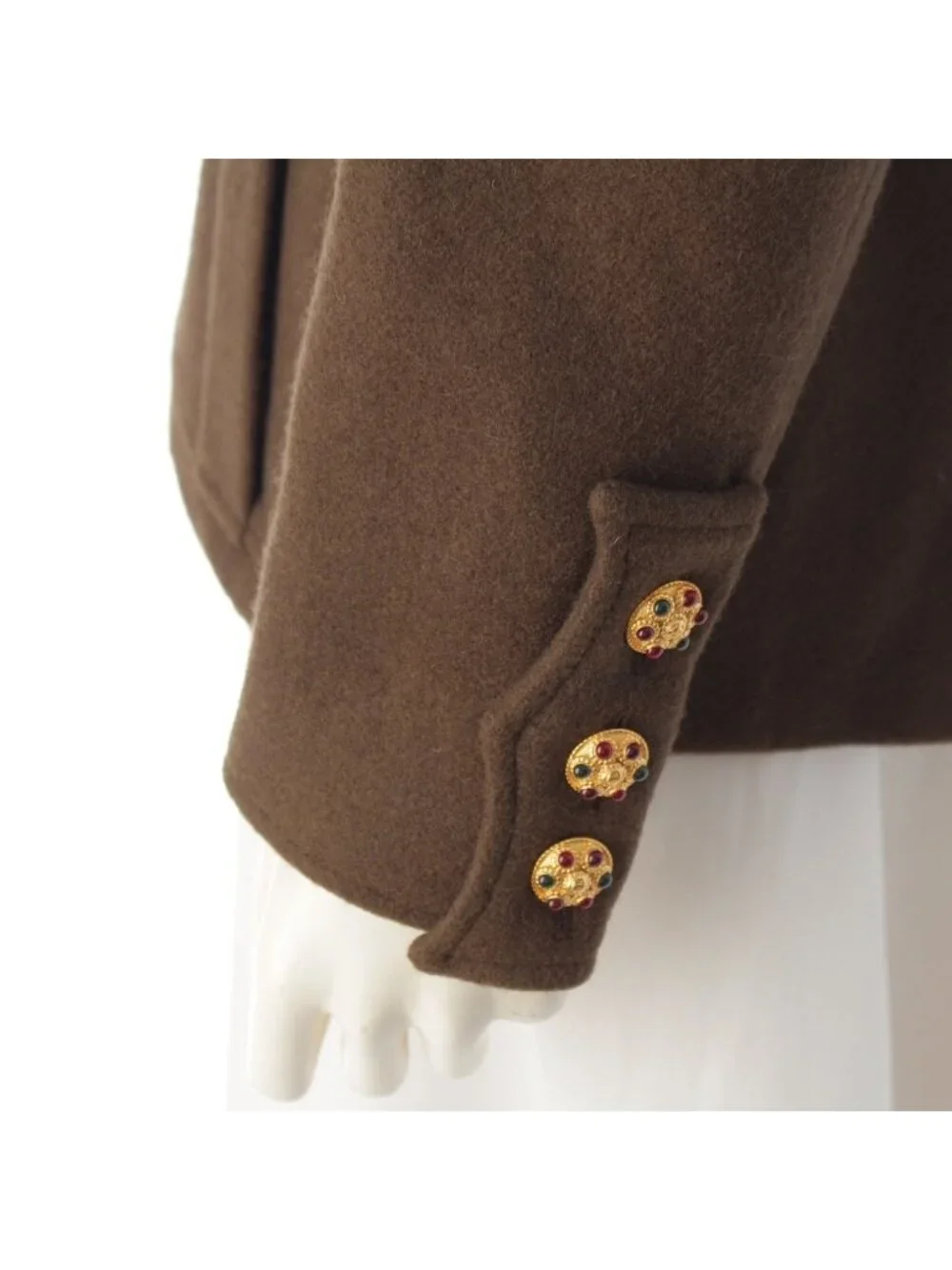 Chanel Wool Gripoix Button Tailored Jacket Khaki 38